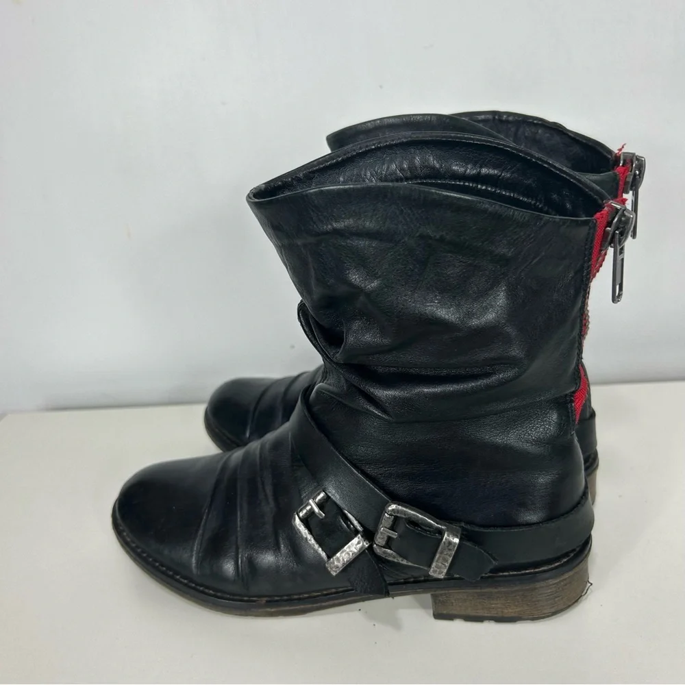 REMONTE black leather moto combat boots - Picture 9 of 11